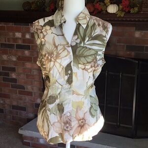 Caribbean Joe floral sleeveless blouse